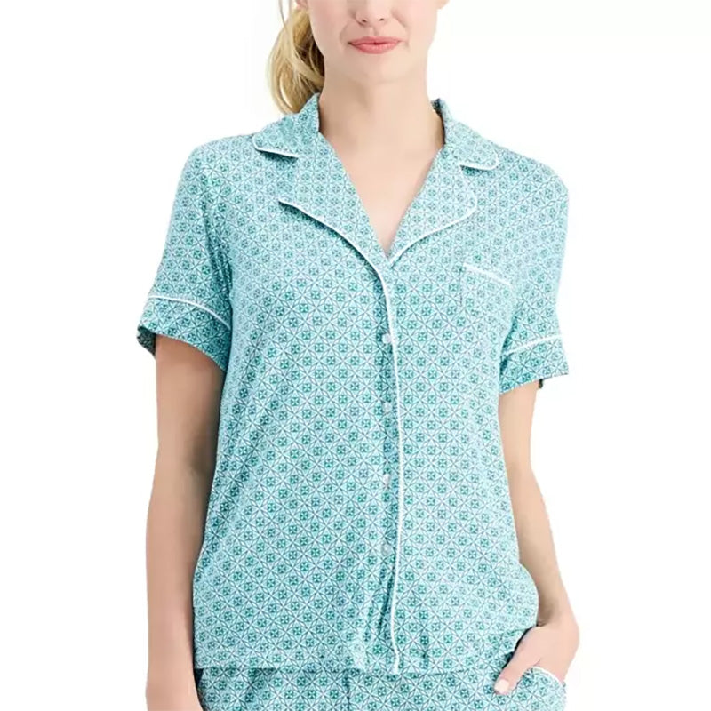Alfani Notch Collar Only Pajama Top Blue M