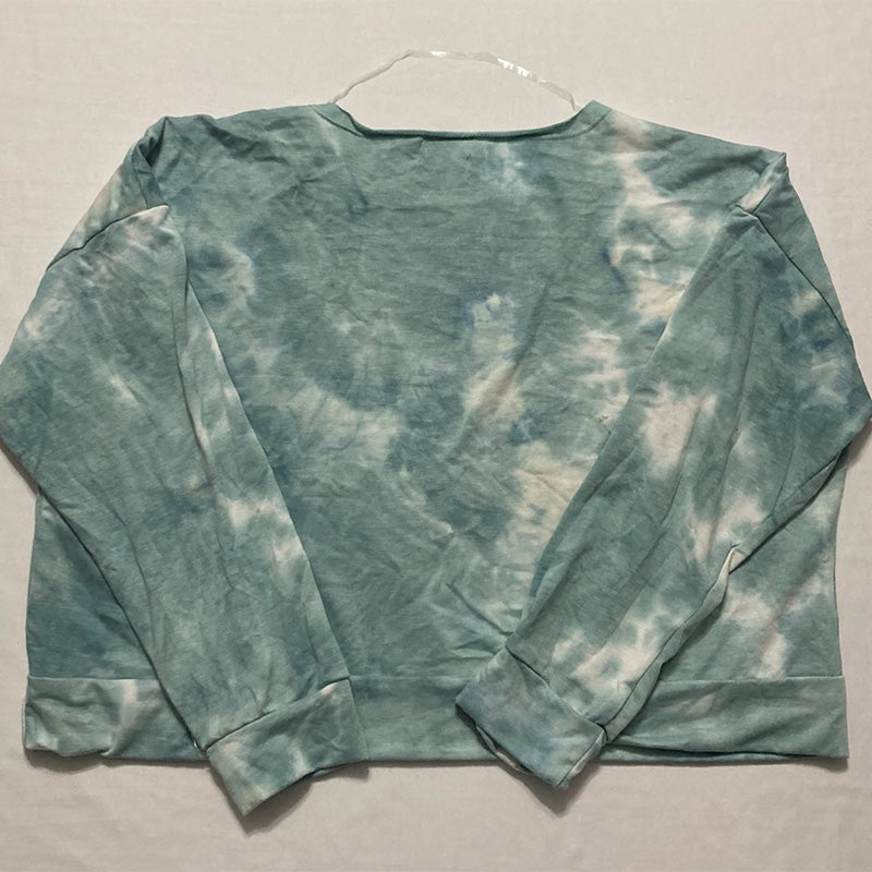 Jenni Tie-Dyed Loungewear Only Pajama Top Seafoam XL