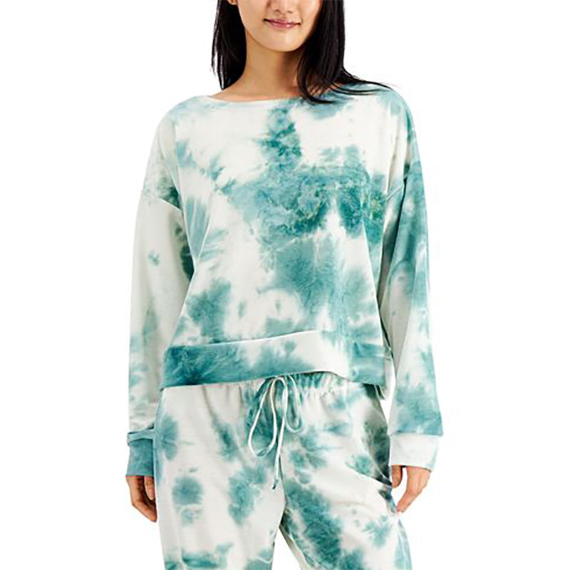 Jenni Tie-Dyed Loungewear Only Pajama Top Seafoam XL