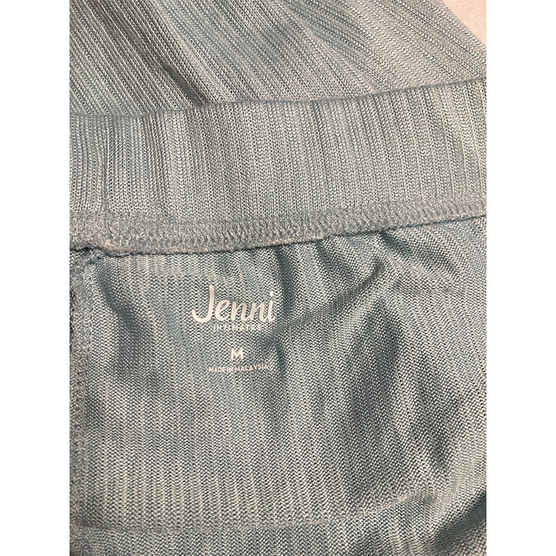 Jenni Solid Ribbed Only Pajama Pants Blue M