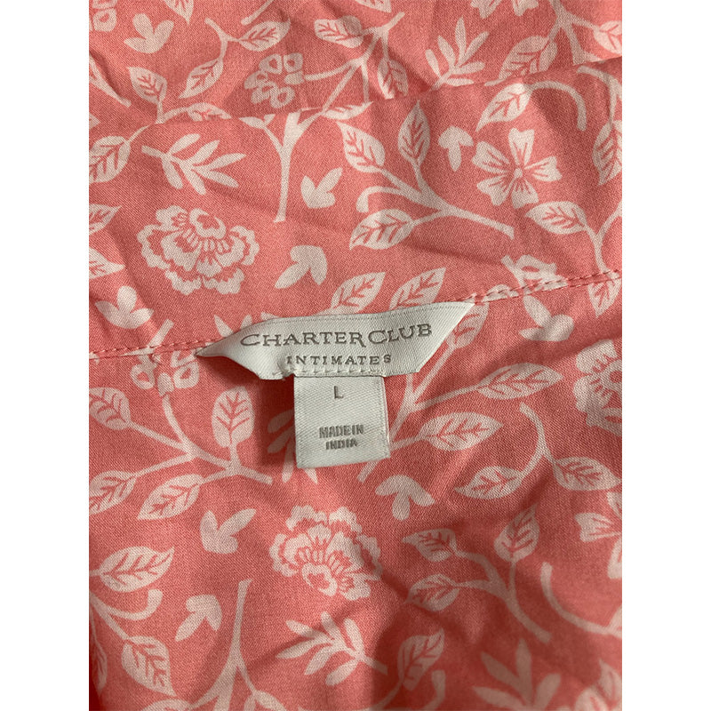 Charter Club Notch-Collar Only Pajama Top Pink L