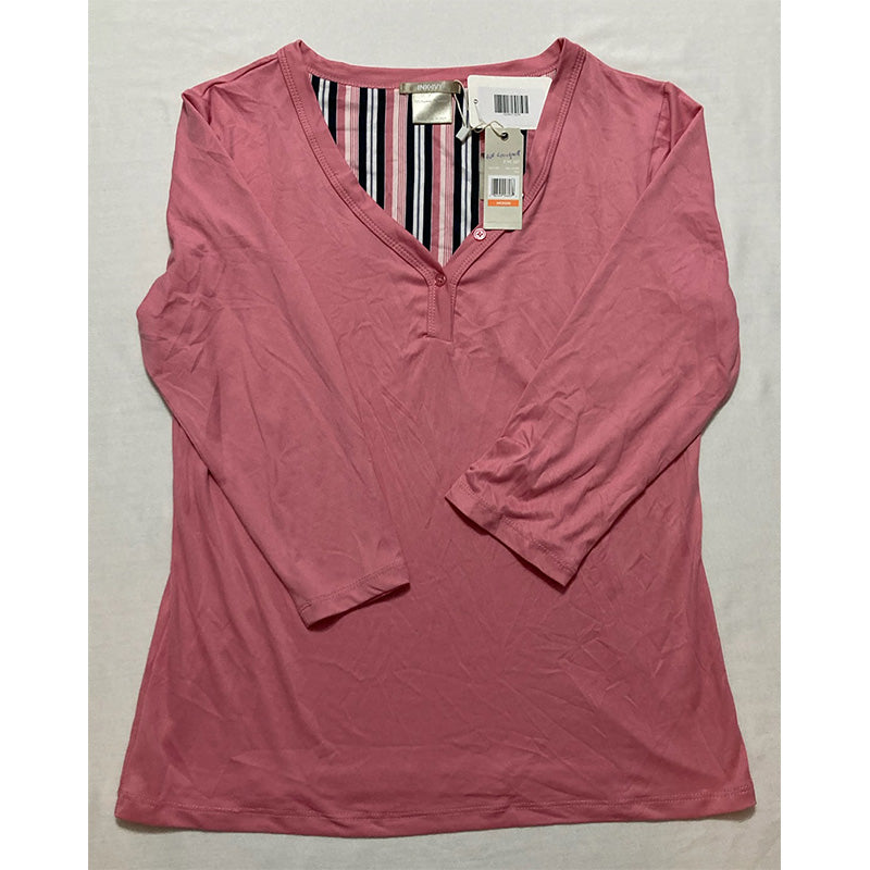 INK + IVY Henley Tee Only Pajama Top Pink M
