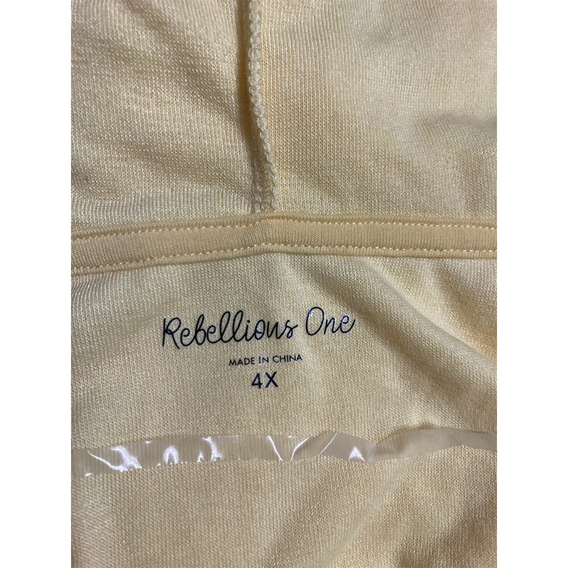 Rebellious One Trendy Plus Size Loop Terry Only Hoodie Yellow 4X