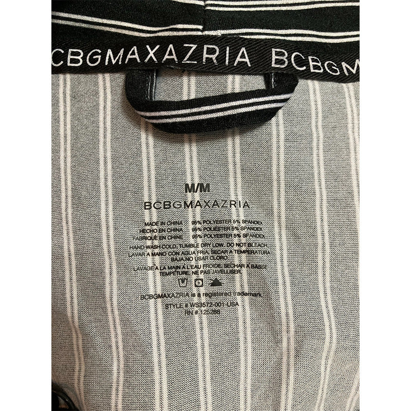 BCBGMAXAZRIA Robe and Pajama Top Black And White Striped M