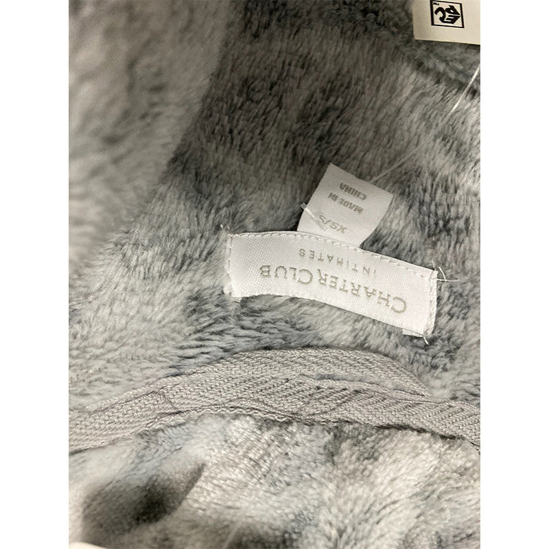 NWD Charter Club Animal-Print Wrap Plush Robe Grey XS/S