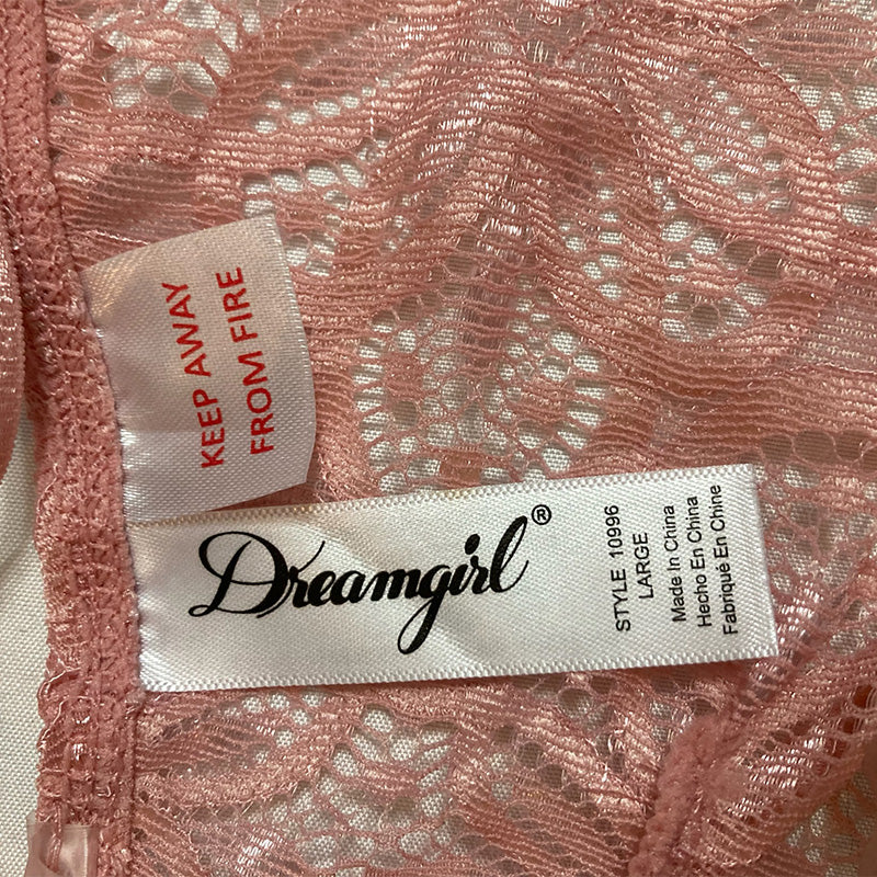 DreamGirl Style Sheer Lace Strappy Backless Body Pink L