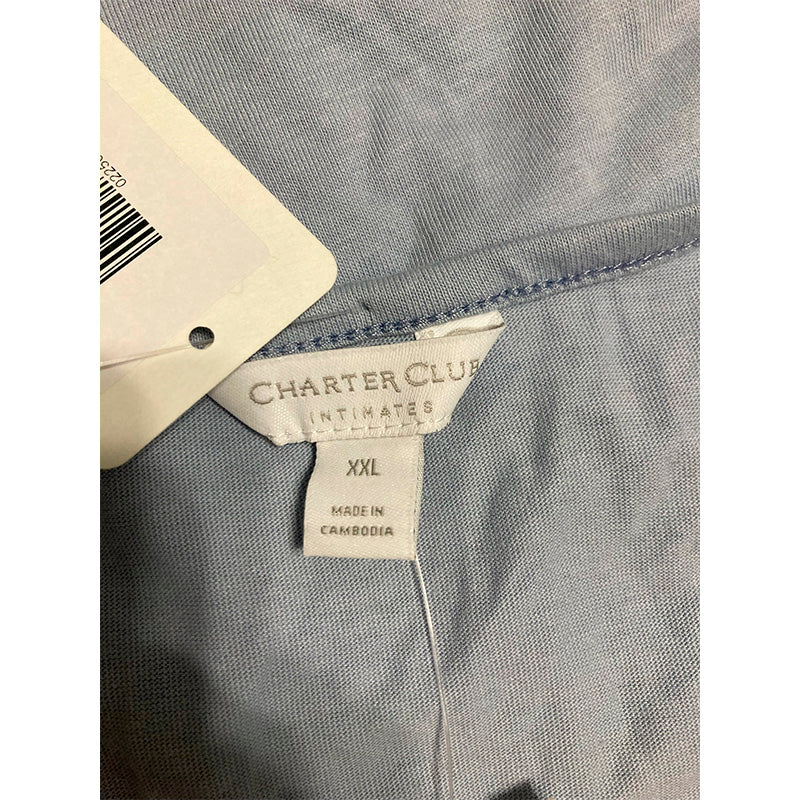 Charter Club V-Neck T-Shirt & Flannel Only Pajama Top Blue 2XL