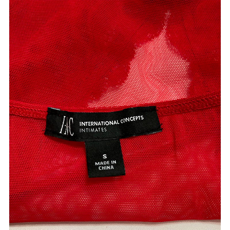 INC Intimates long-sleeve lace mesh bodysuit Red S