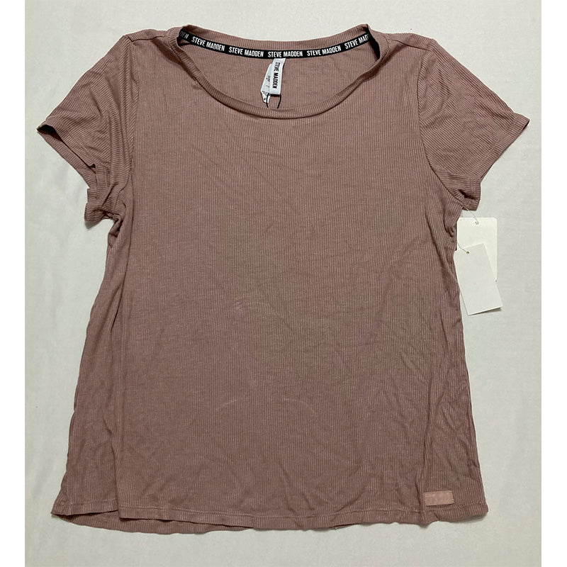 Steve Madden Ribbed Only Short-Sleeve Baby Sleep Tee Bark L