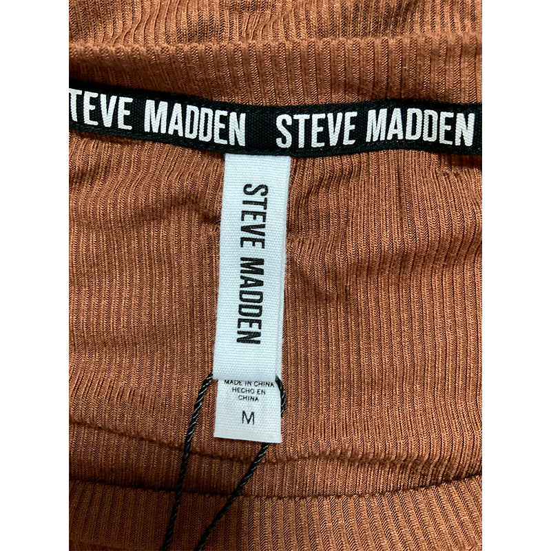 Steve Madden Ribbed Short-Sleeve Baby Only Sleep Tee Tiramisu M