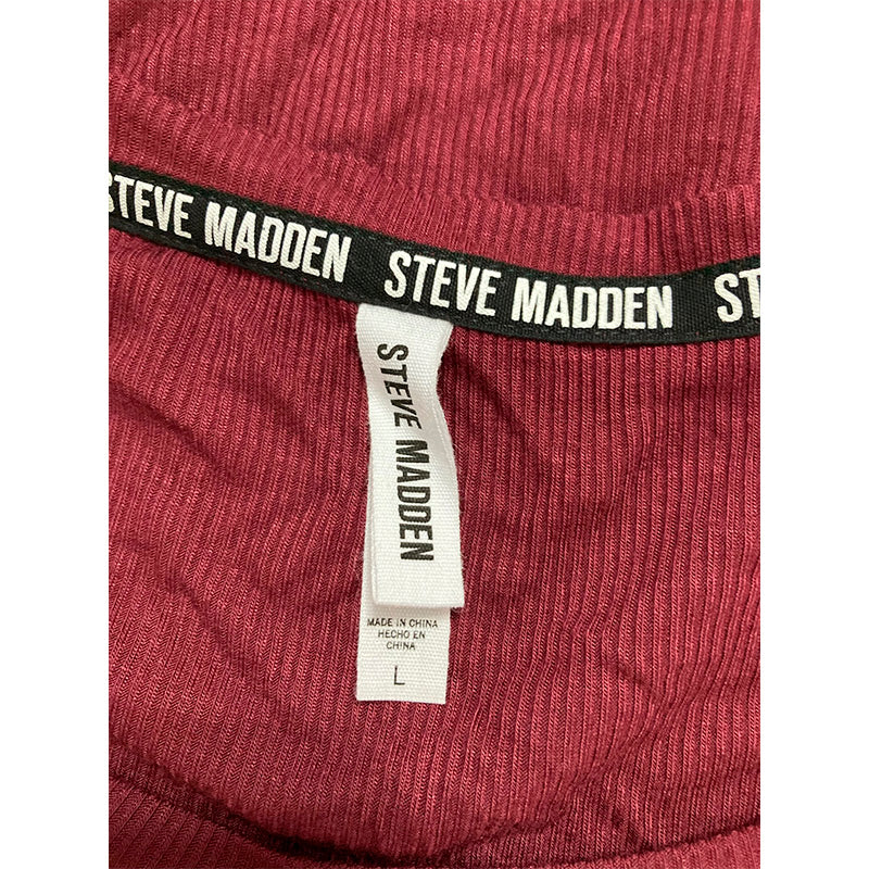 Steve Madden Ribbed Only Short-Sleeve Sleep Tee Zinfandel L