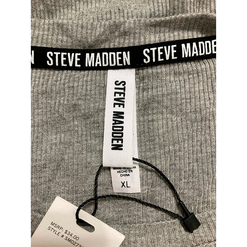 Steve Madden Ribbed Only Short-Sleeve Baby Sleep Tee Grey XL