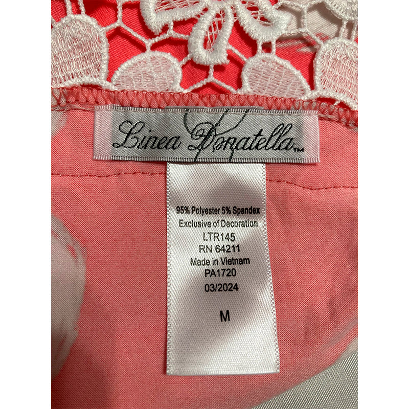 Linea Donatella Only Pajama Top Coral Floral M