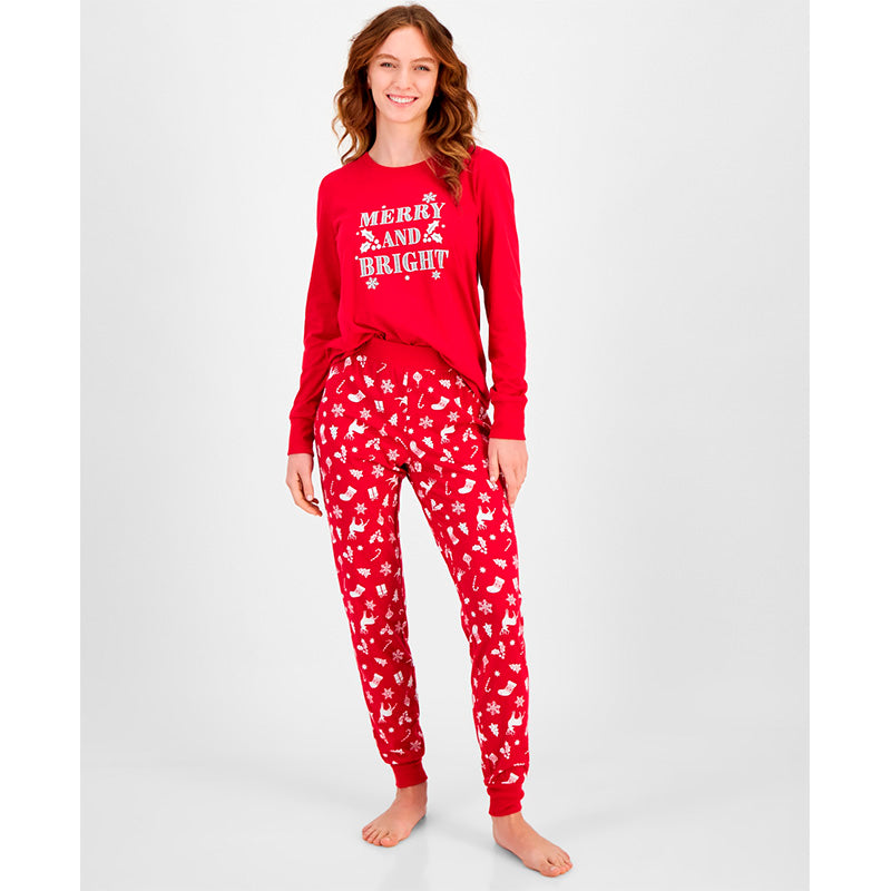 Family Pj Set 2 Piece Top & Pants Red Christmas M