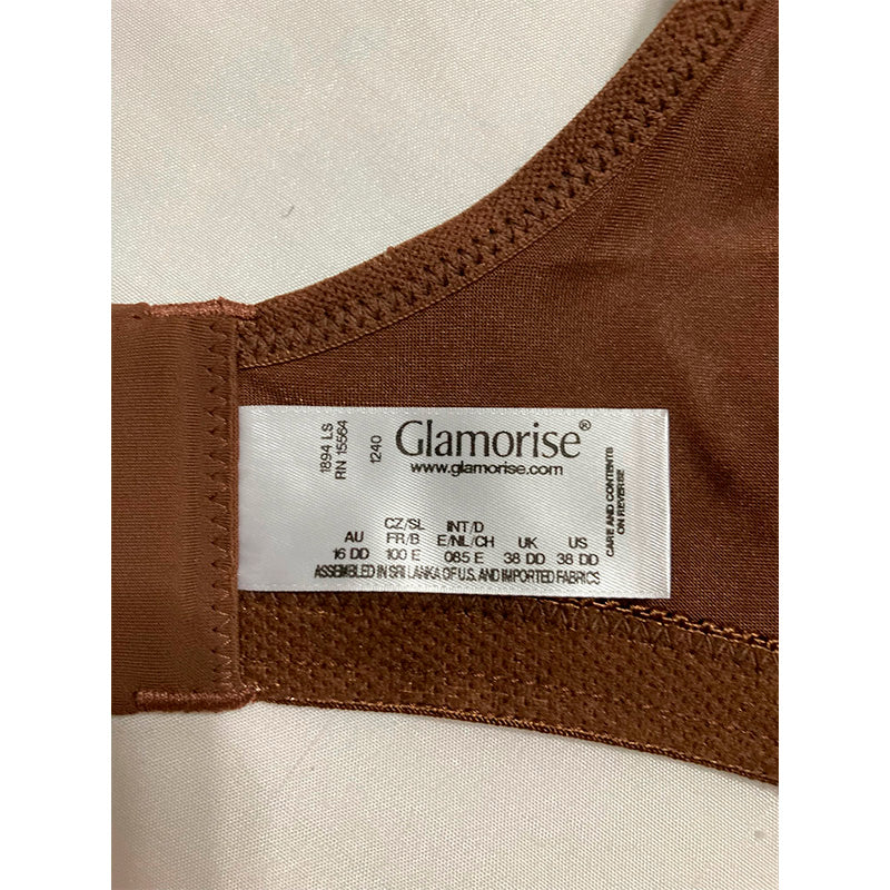 Glamorise Low Cut Wonderwire Lace Bra Underwire Mocha 38DD
