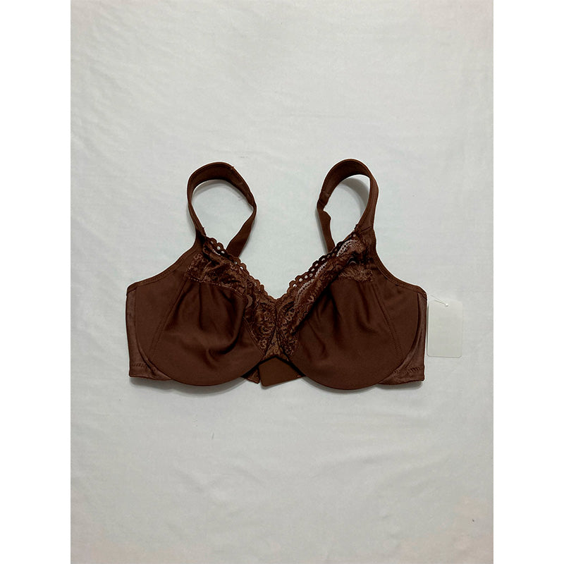 Glamorise Low Cut Wonderwire Lace Bra Underwire Mocha 38DD