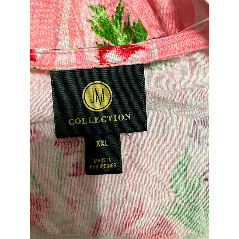 Jm Collection Floral Cold-Shoulder T-Shirt Pink Floral 2XL