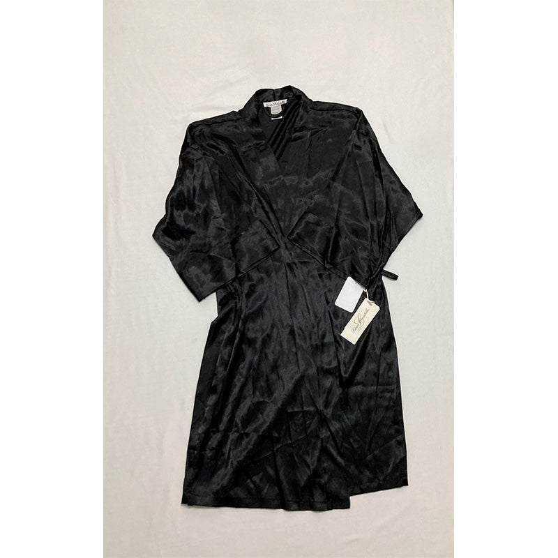 NWD Linea Donatella Satin Wrap Robe Black S/M