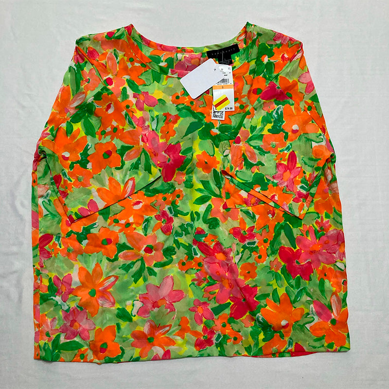 Sanctuary Floral Satin Boxer Only Pajama Top Multicolor S