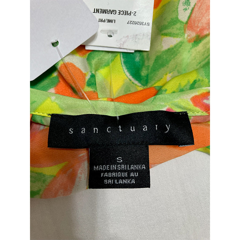 Sanctuary Floral Satin Boxer Only Pajama Top Multicolor S