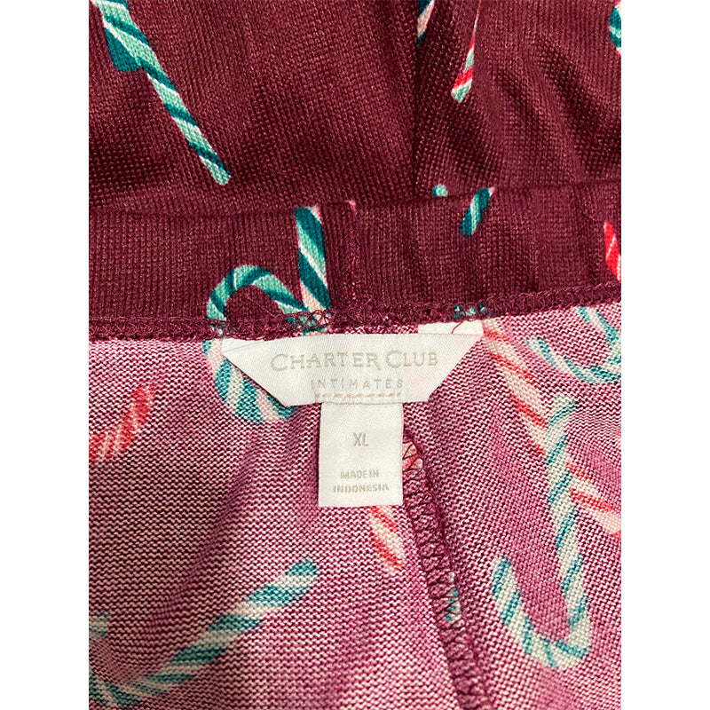 Charter Club Only Pajama Pants Waist Band Burgundy XL