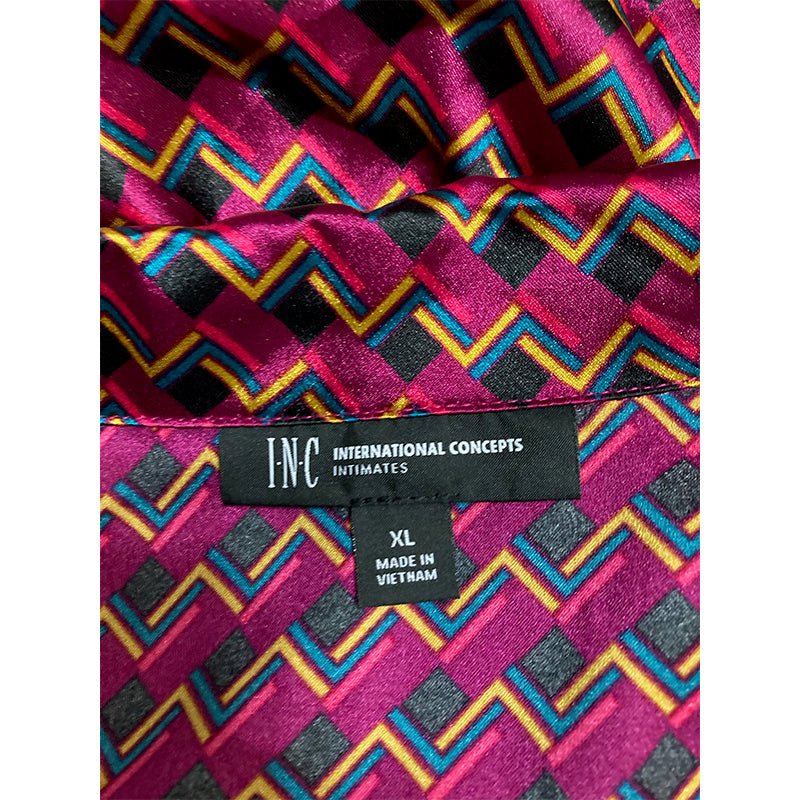 INC Only Pajama Top Notch Collar Multicolor XL