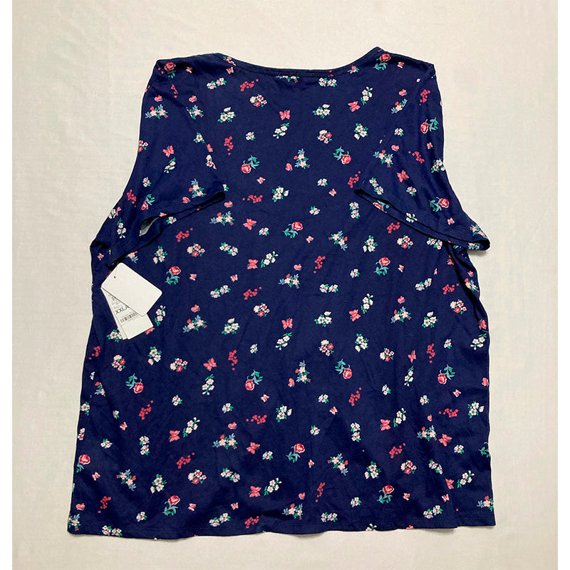 Charter Club Cotton Printed Only Pajama Top Navy 2XL