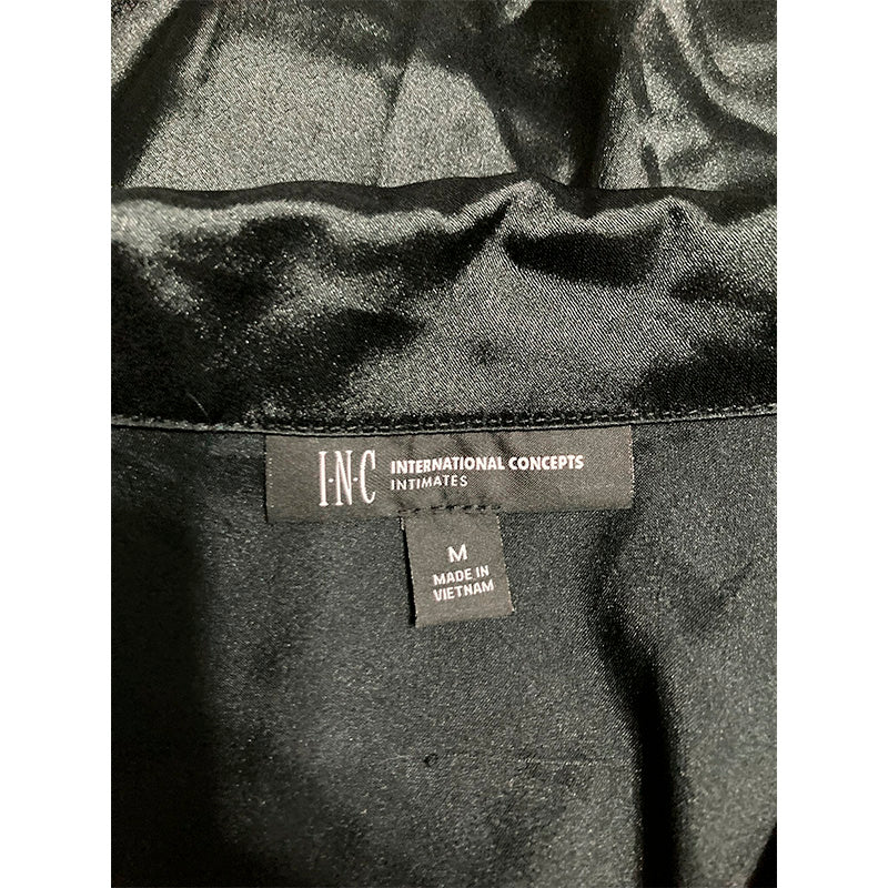 INC Satin Notch Collar Only Pajama Top Black M