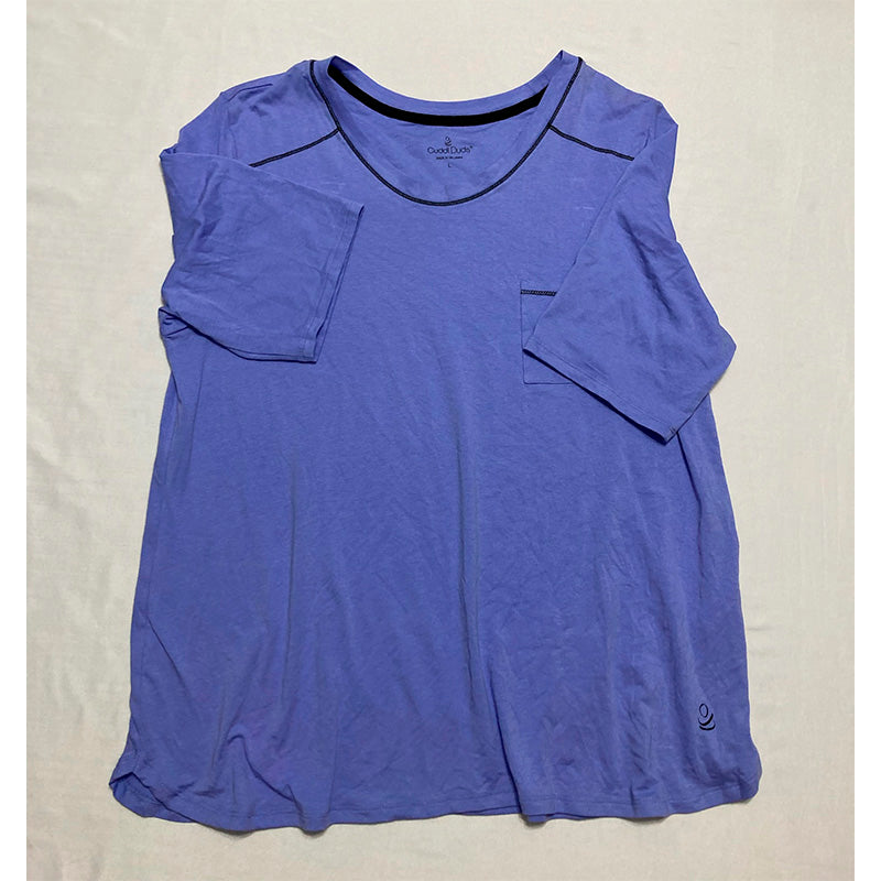 Cotton-Blend Elbow Sleeve Crew Neck Only Top Pajama Purple L