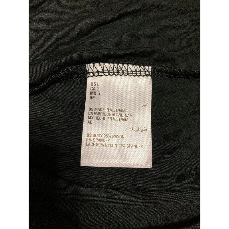 Charter Club Cotton Lace-Trim Only Pajama Top Black L