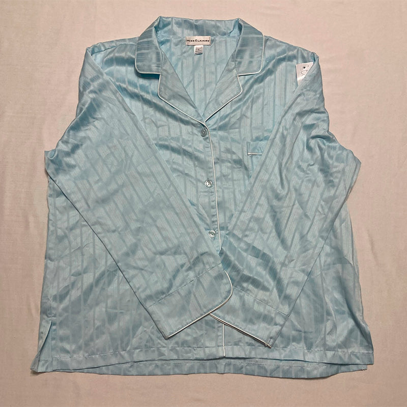 Miss Elaine Only Pajama Top Long Sleeve Blue L