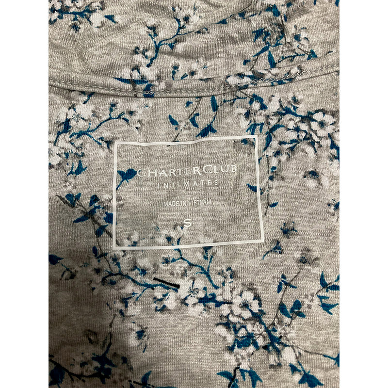 Charter Club Cotton Lace-Trim Only Pajama Top Grey S