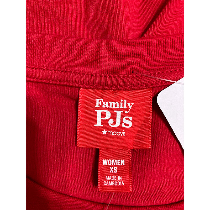 Family Pj Sleeve Scoop Neck Only T-Shirt Red XS