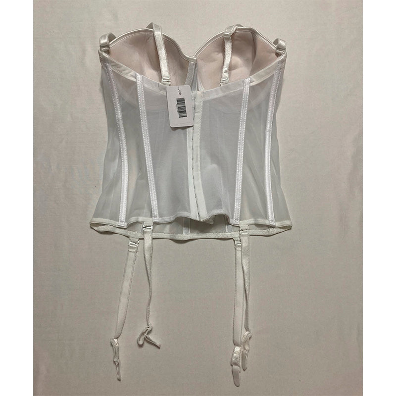 NWD Carnival Seamless Molded Sheer Corset Bra White 34DD