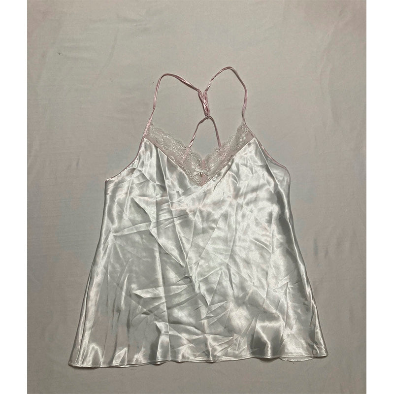 Linea Donatella Bride Satin Wrap Robe & Cami Set Pajama White M