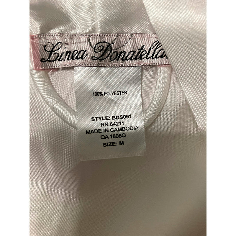 Linea Donatella Bride Satin Wrap Robe & Cami Set Pajama White M