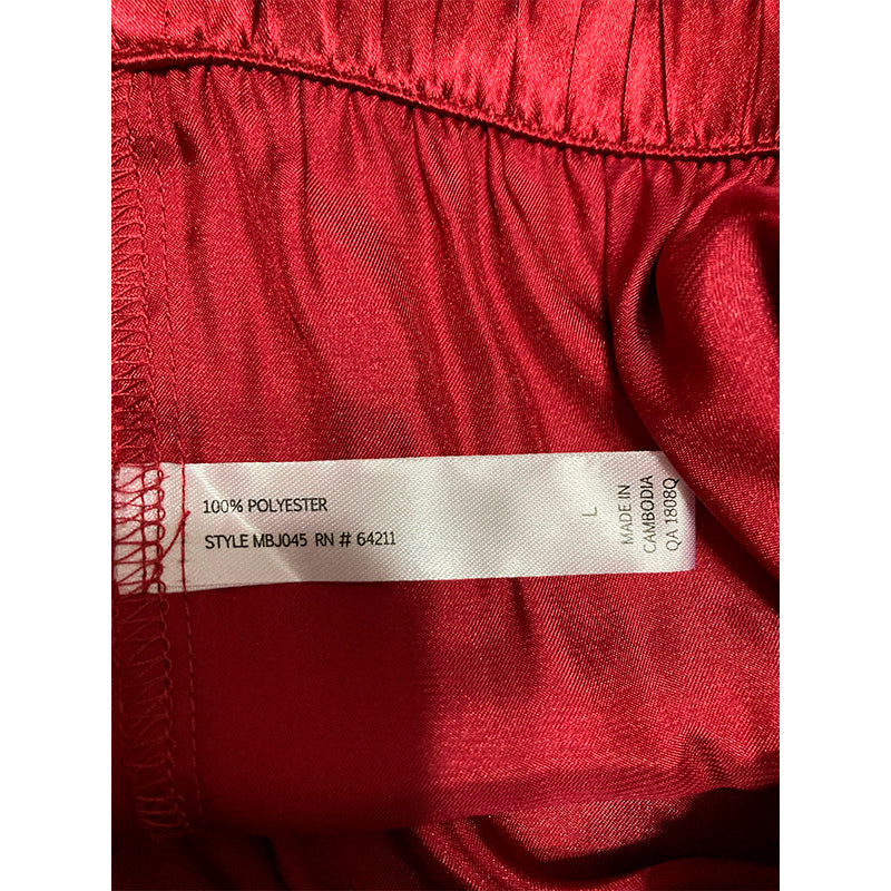 Linea Donatella Marabou Feather Satin Only Pajama Bottom Burgundy L