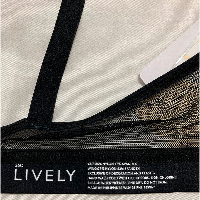 Lively Microfiber Padded Wireless Bra Black 36C