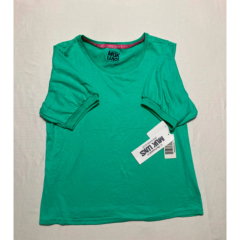 Muk Luks T Shirt Round Neck Aqua Marine L