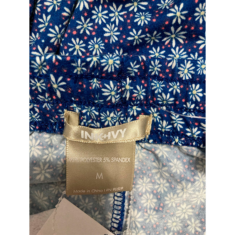 INK + IVY Sleep Short Waist Band Navy Floral M