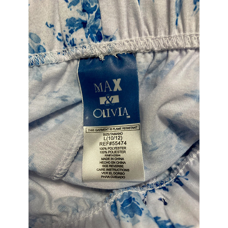 Max & Olivia Pajama Short Wistband With Bow Blue L