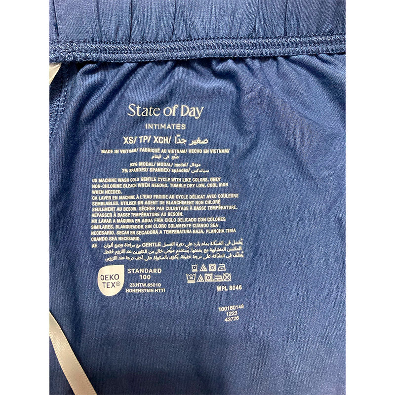State Of Day Pajama Short Waist Band Blue XS