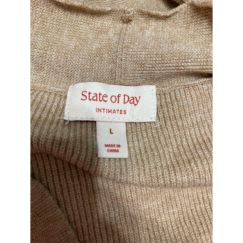 State of day Robe Long Sleeve Notch Collar Beige L