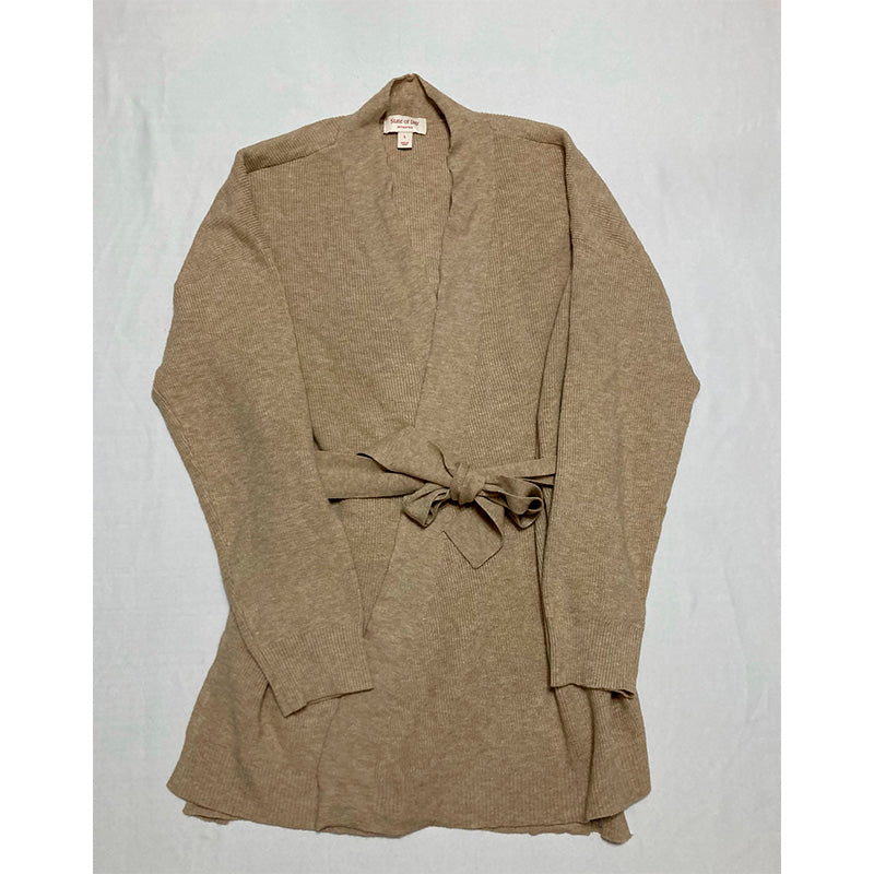 State of day Robe Long Sleeve Notch Collar Beige L