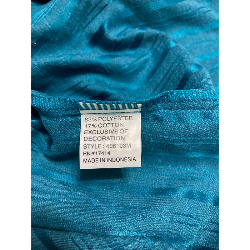 Miss Elaine Striped Only Notched-Collar Top Blue L