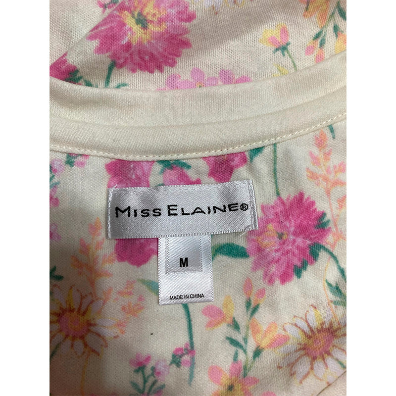 Miss Elaine Only Sleep Top Notch Collar Multicolor Floral M