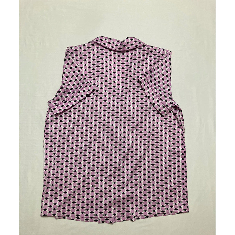 INC Pajama Top Notch Collar Purple/Black S