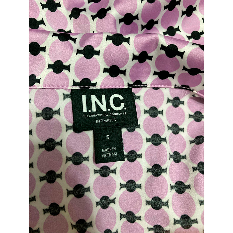 INC Pajama Top Notch Collar Purple/Black S