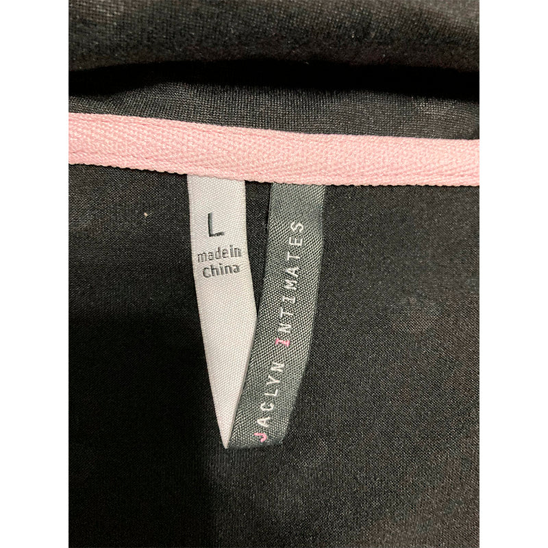 Jacklyn Intimates Only Pajama Top Notch Collar Black/Pink L