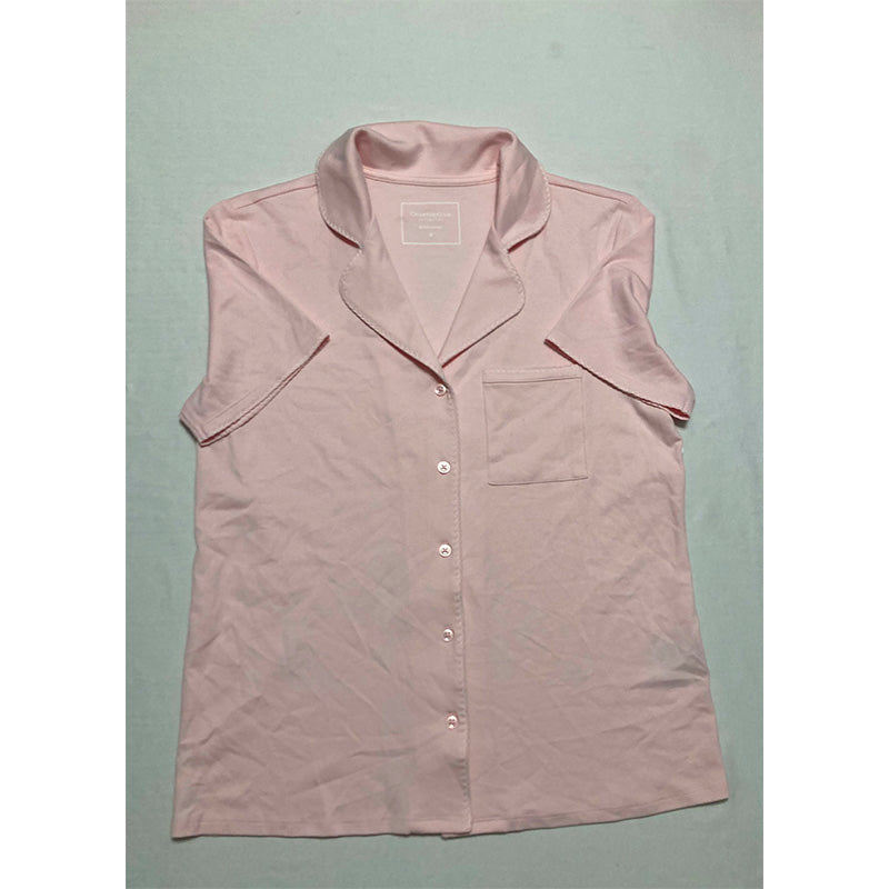 Charter Club Pajama Top Notch Collar Baby Pink S